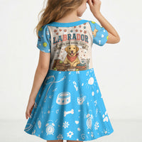 Labrador Good Days Start With A Lab Kid Short Sleeve Dress Retro Cute Yellow Lab Paws And Tennis Balls