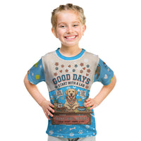 Labrador Good Days Start With A Lab Kid T Shirt Retro Cute Yellow Lab Paws And Tennis Balls