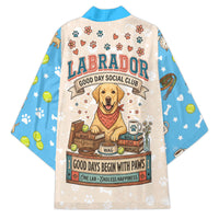 Labrador Good Days Start With A Lab Kimono Retro Cute Yellow Lab Paws And Tennis Balls