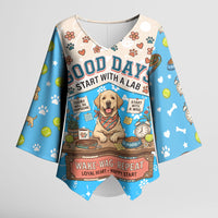 Labrador Good Days Start With A Lab Kimono Sleeve Blouse Retro Cute Yellow Lab Paws And Tennis Balls