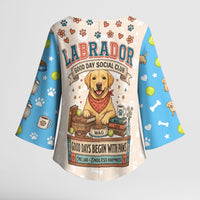 Labrador Good Days Start With A Lab Kimono Sleeve Blouse Retro Cute Yellow Lab Paws And Tennis Balls