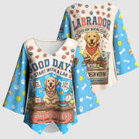 Labrador Good Days Start With A Lab Kimono Sleeve Blouse Retro Cute Yellow Lab Paws And Tennis Balls