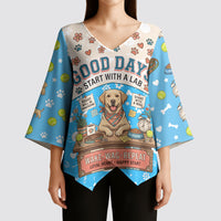 Labrador Good Days Start With A Lab Kimono Sleeve Blouse Retro Cute Yellow Lab Paws And Tennis Balls