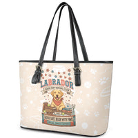 Labrador Good Days Start With A Lab Leather Tote Bag Retro Cute Yellow Lab Paws And Tennis Balls