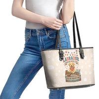 Labrador Good Days Start With A Lab Leather Tote Bag Retro Cute Yellow Lab Paws And Tennis Balls