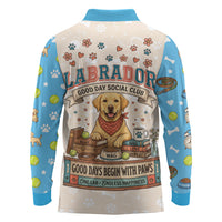 Labrador Good Days Start With A Lab Long Sleeve Polo Shirt Retro Cute Yellow Lab Paws And Tennis Balls