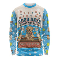 Labrador Good Days Start With A Lab Long Sleeve Shirt Retro Cute Yellow Lab Paws And Tennis Balls