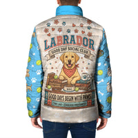 Labrador Good Days Start With A Lab Padded Jacket Retro Cute Yellow Lab Paws And Tennis Balls