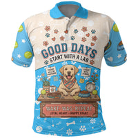 Labrador Good Days Start With A Lab Polo Shirt Retro Cute Yellow Lab Paws And Tennis Balls