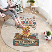 Labrador Good Days Start With A Lab Round Carpet Retro Cute Yellow Lab Paws And Tennis Balls