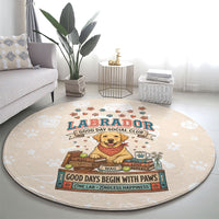 Labrador Good Days Start With A Lab Round Carpet Retro Cute Yellow Lab Paws And Tennis Balls