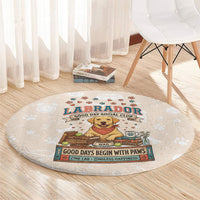 Labrador Good Days Start With A Lab Round Carpet Retro Cute Yellow Lab Paws And Tennis Balls