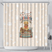 Labrador Good Days Start With A Lab Shower Curtain Retro Cute Yellow Lab Paws And Tennis Balls