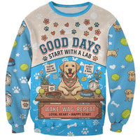 Labrador Good Days Start With A Lab Sweatshirt Retro Cute Yellow Lab Paws And Tennis Balls