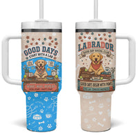 Labrador Good Days Start With A Lab Tumbler With Handle Retro Cute Yellow Lab Paws And Tennis Balls