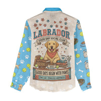 Labrador Good Days Start With A Lab Women Casual Shirt Retro Cute Yellow Lab Paws And Tennis Balls