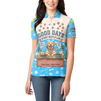 Labrador Good Days Start With A Lab Women Polo Shirt Retro Cute Yellow Lab Paws And Tennis Balls