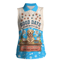 Labrador Good Days Start With A Lab Women Sleeveless Polo Shirt Retro Cute Yellow Lab Paws And Tennis Balls