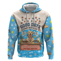 Labrador Good Days Start With A Lab Zip Hoodie Retro Cute Yellow Lab Paws And Tennis Balls