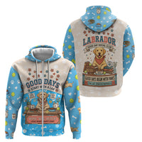 Labrador Good Days Start With A Lab Zip Hoodie Retro Cute Yellow Lab Paws And Tennis Balls