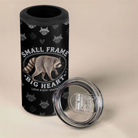 Jimothy The Raccoon 4 in 1 Can Cooler Tumbler Vintage Raccoon Small Frame Big Heart