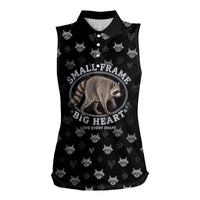 Jimothy The Raccoon Women Sleeveless Polo Shirt Vintage Raccoon Small Frame Big Heart