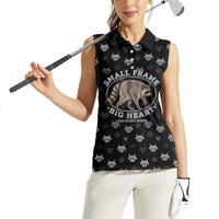 Jimothy The Raccoon Women Sleeveless Polo Shirt Vintage Raccoon Small Frame Big Heart