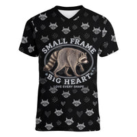 Jimothy The Raccoon Women V-Neck T-Shirt Vintage Raccoon Small Frame Big Heart