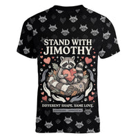 Jimothy The Raccoon Women V-Neck T-Shirt Vintage Raccoon Small Frame Big Heart