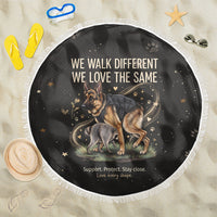 Jimothy And Quasimodo Beach Blanket Vintage German Shepherd And Raccoon - Born Rare Loved Deeply