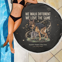 Jimothy And Quasimodo Beach Blanket Vintage German Shepherd And Raccoon - Born Rare Loved Deeply