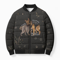Jimothy And Quasimodo Bomber Puffer Jacket Vintage German Shepherd And Raccoon - Born Rare Loved Deeply