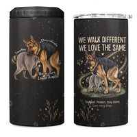 Jimothy And Quasimodo 4 in 1 Can Cooler Tumbler Vintage German Shepherd And Raccoon - Born Rare Loved Deeply