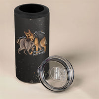Jimothy And Quasimodo 4 in 1 Can Cooler Tumbler Vintage German Shepherd And Raccoon - Born Rare Loved Deeply