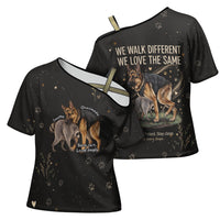 Jimothy And Quasimodo Cross Shoulder Shirt Vintage German Shepherd And Raccoon - Born Rare Loved Deeply