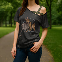 Jimothy And Quasimodo Cross Shoulder Shirt Vintage German Shepherd And Raccoon - Born Rare Loved Deeply