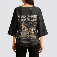 Jimothy And Quasimodo Kimono Sleeve Blouse Vintage German Shepherd And Raccoon - Born Rare Loved Deeply