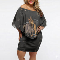 Jimothy And Quasimodo Off Shoulder Short Dress Vintage German Shepherd And Raccoon - Born Rare Loved Deeply