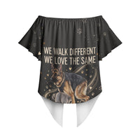 Jimothy And Quasimodo Off Shoulder Wrap Waist Top Vintage German Shepherd And Raccoon - Born Rare Loved Deeply