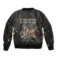 Jimothy And Quasimodo Sleeve Zip Bomber Jacket Vintage German Shepherd And Raccoon - Born Rare Loved Deeply