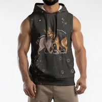 Jimothy And Quasimodo Sleeveless Hoodie Vintage German Shepherd And Raccoon - Born Rare Loved Deeply