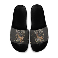Jimothy And Quasimodo Slide Sandals Vintage German Shepherd And Raccoon - Born Rare Loved Deeply