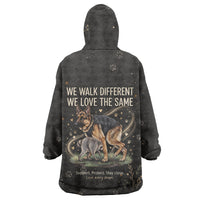 Jimothy And Quasimodo Wearable Blanket Hoodie Vintage German Shepherd And Raccoon - Born Rare Loved Deeply