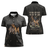 Jimothy And Quasimodo Women Polo Shirt Vintage German Shepherd And Raccoon - Born Rare Loved Deeply