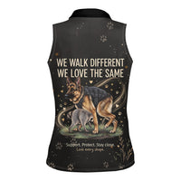 Jimothy And Quasimodo Women Sleeveless Polo Shirt Vintage German Shepherd And Raccoon - Born Rare Loved Deeply