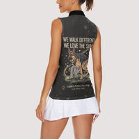 Jimothy And Quasimodo Women Sleeveless Polo Shirt Vintage German Shepherd And Raccoon - Born Rare Loved Deeply