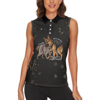 Jimothy And Quasimodo Women Sleeveless Polo Shirt Vintage German Shepherd And Raccoon - Born Rare Loved Deeply