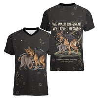 Jimothy And Quasimodo Women V-Neck T-Shirt Vintage German Shepherd And Raccoon - Born Rare Loved Deeply