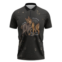 Jimothy And Quasimodo Zipper Polo Shirt Vintage German Shepherd And Raccoon - Born Rare Loved Deeply