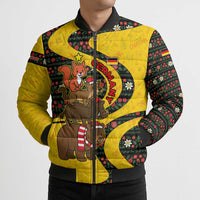 Germany Christmas Bomber Puffer Jacket with Bear Boar Otter Squirrel and Holiday Pattern Design - Wonder Print Shop